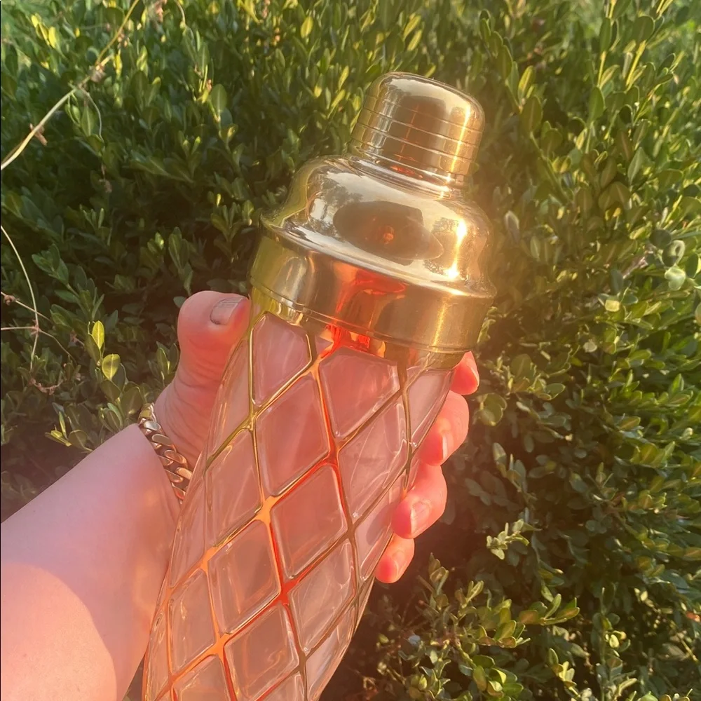 🤍💛Altuzarra 18k Diamond Lattice Pattern Glass Cocktail Shaker Bar ware🤍💛